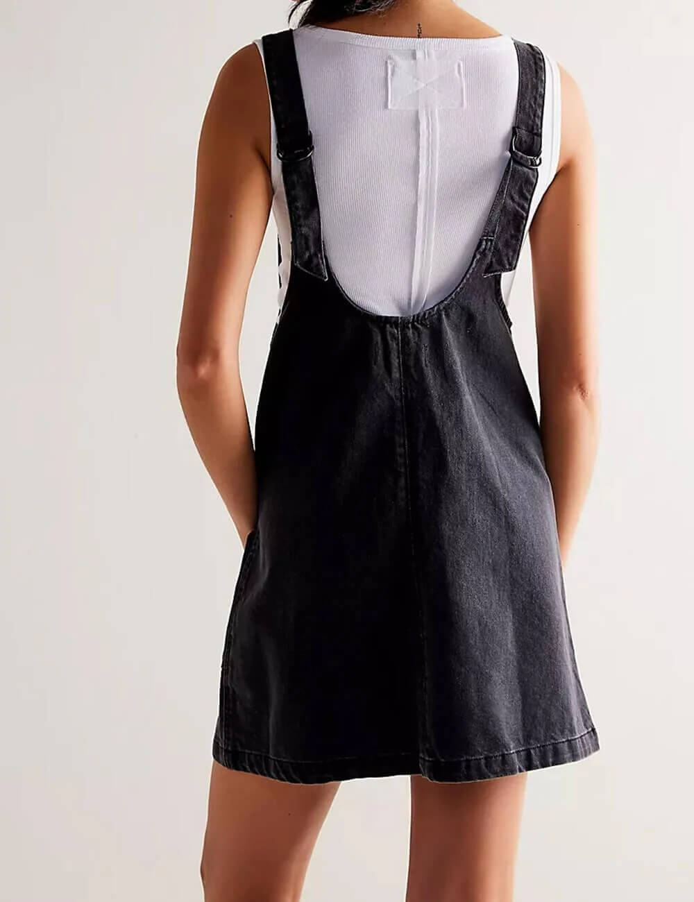 V-Neck Backless Demin Mini Dress