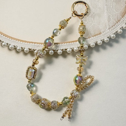 Vintage Crystal Beads Bow Keychain Bag Charm