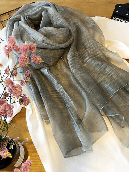 Silk Solid Vintage See-Through Fashion Scarf
