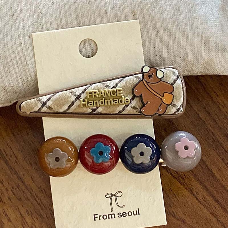Cute Bear Flower Letter Hair Clip Sets