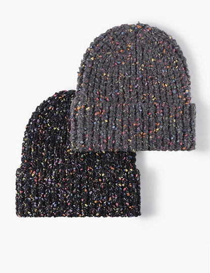 Ribbed Unisex Speckled Knit Beanie Winter Hat