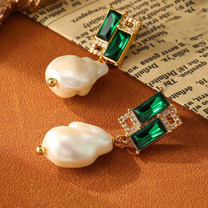 Vintage Flower Enamel Heart Drop Earrings