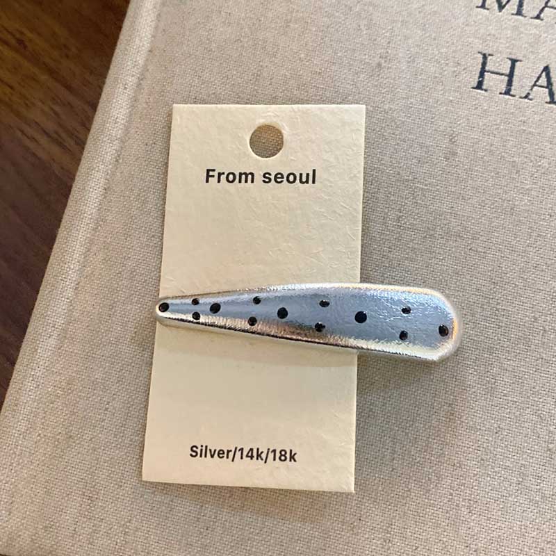 Simple Leather Heart Polka Dot Hair Clips