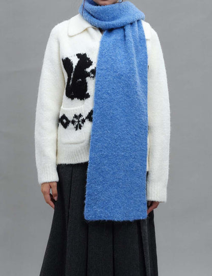 Knit Wool Blend Solid Color Winter Scarf