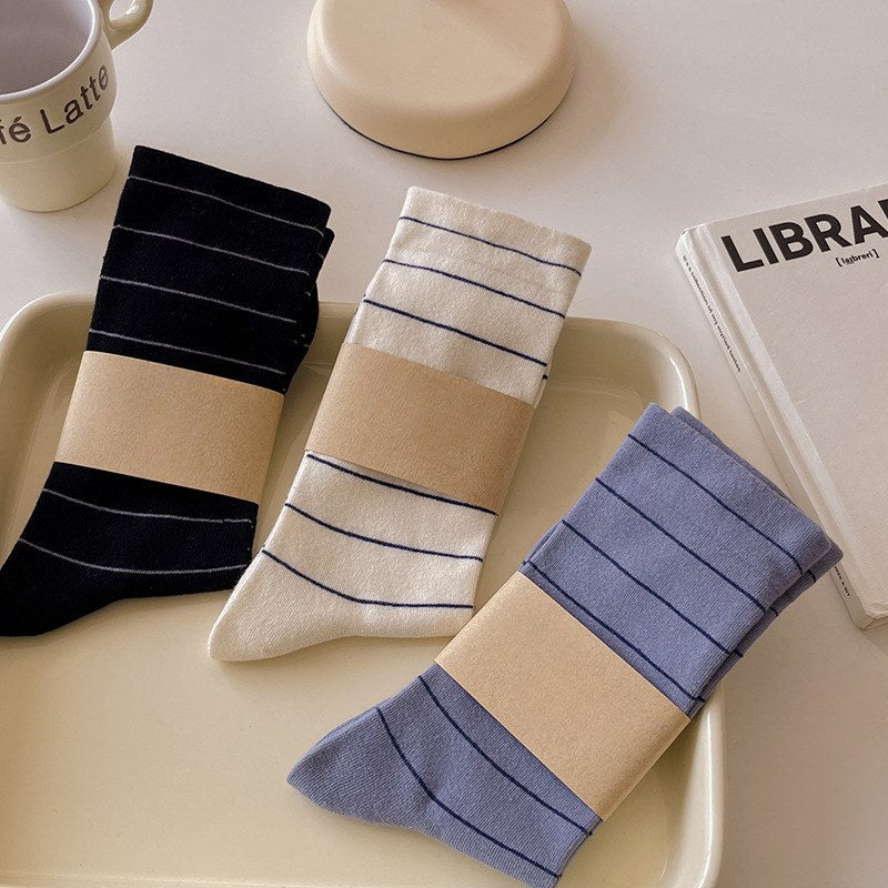Simple Striped Soft Cotton Socks