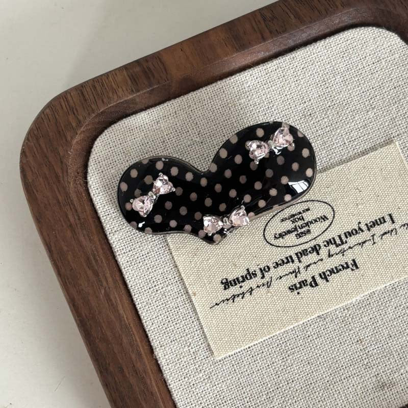 Bow Knot Rhinestone Dot Hair Clip