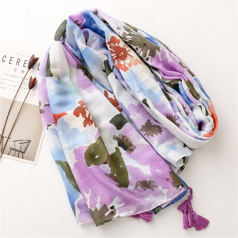 Colorful Cotton Linen Vacation Beach Scarf