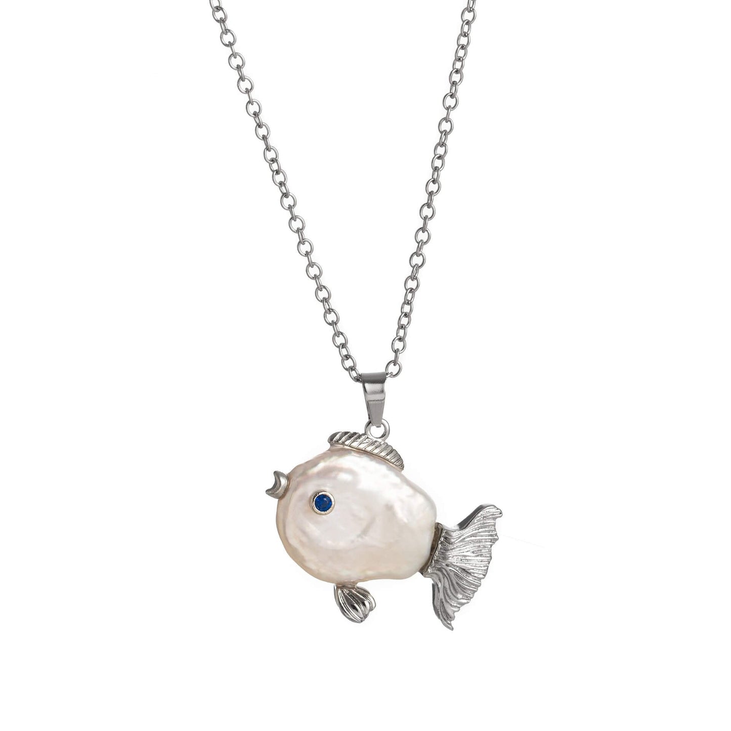 Cute Pearl Small Fish Pendant Necklace