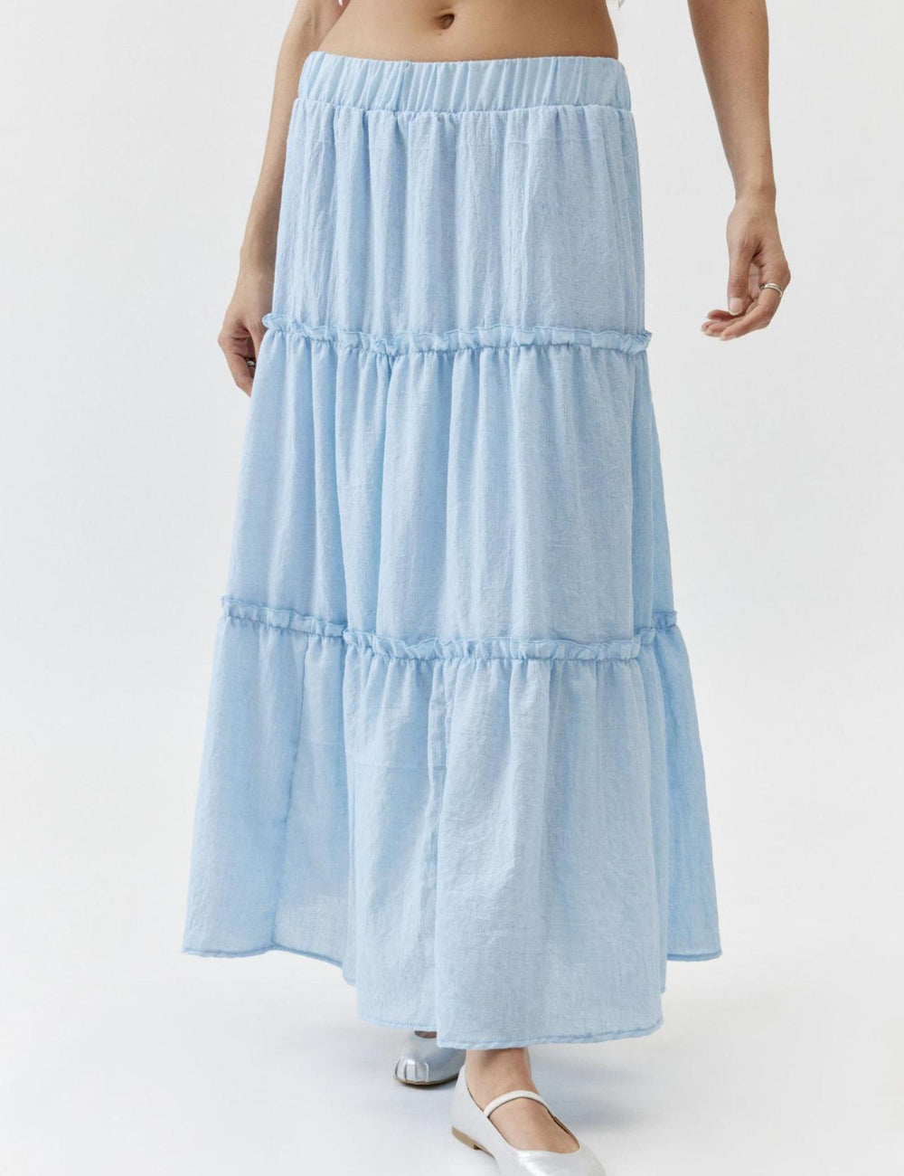 Chic Splice Pleated Lace Maxi Skirt