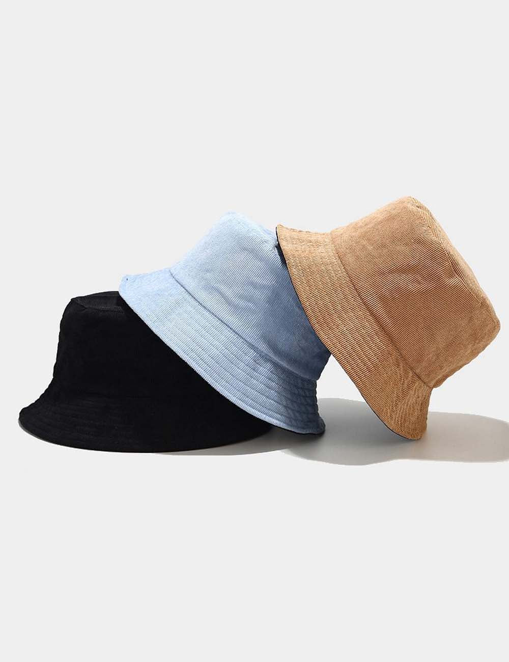 Simple Reversible Solid Color Corduroy Bucket Hat
