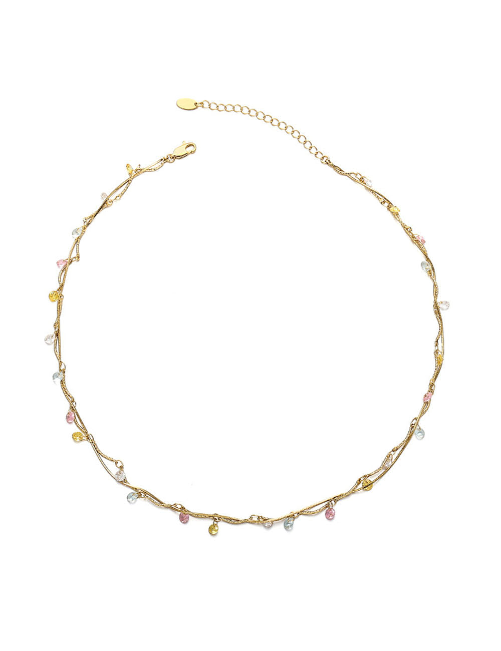 Vintage Twisted Double-Layer Zircon Necklace