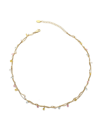 Vintage Twisted Double-Layer Zircon Necklace