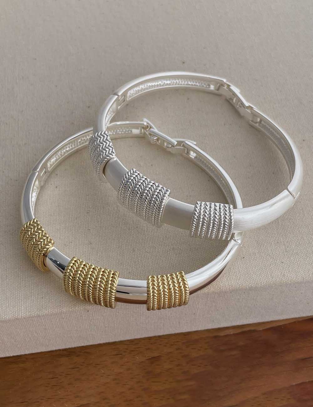 Chunky Textured Wire Twisted Bangle Bracelet