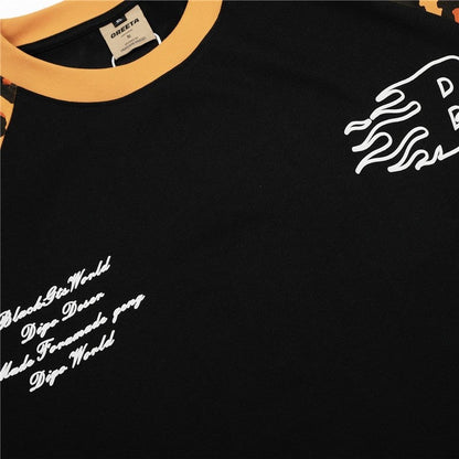 Leopard Print Spliced Raglan Sleeve T-Shirt