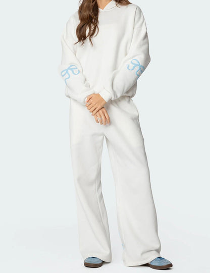 Trendy Print Loose Hoodie Sweatshirt Pants Set