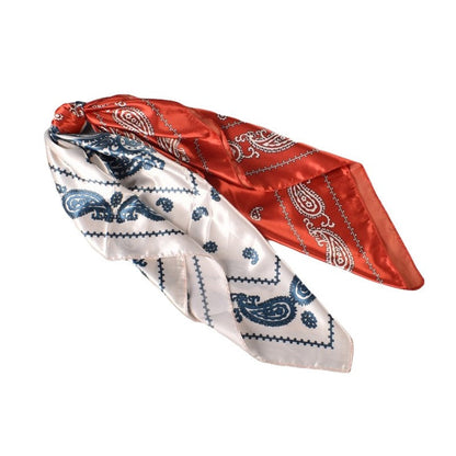 Paisley Print Satin Square Hair Scarf