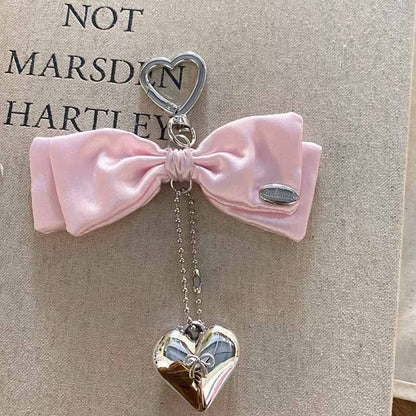 Elegant Stain Bow Knot Heart Chain Bag Charm