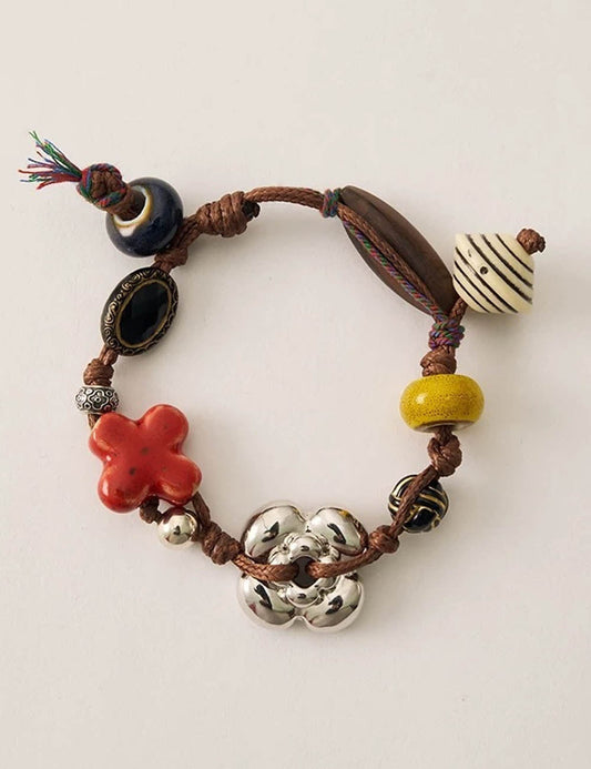 Boho Four-Leaf Clove Bead Braided Bracelet