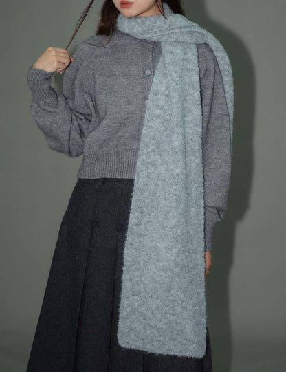 Knit Wool Blend Solid Color Winter Scarf