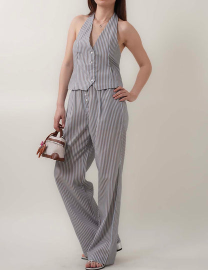 Striped Halter Vest Top Loose Pants Sets
