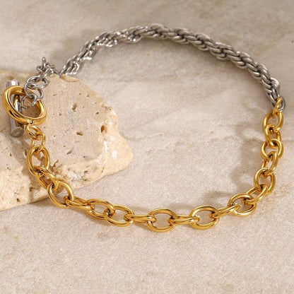 Trendy OT Buckle Color Block Chain Necklace