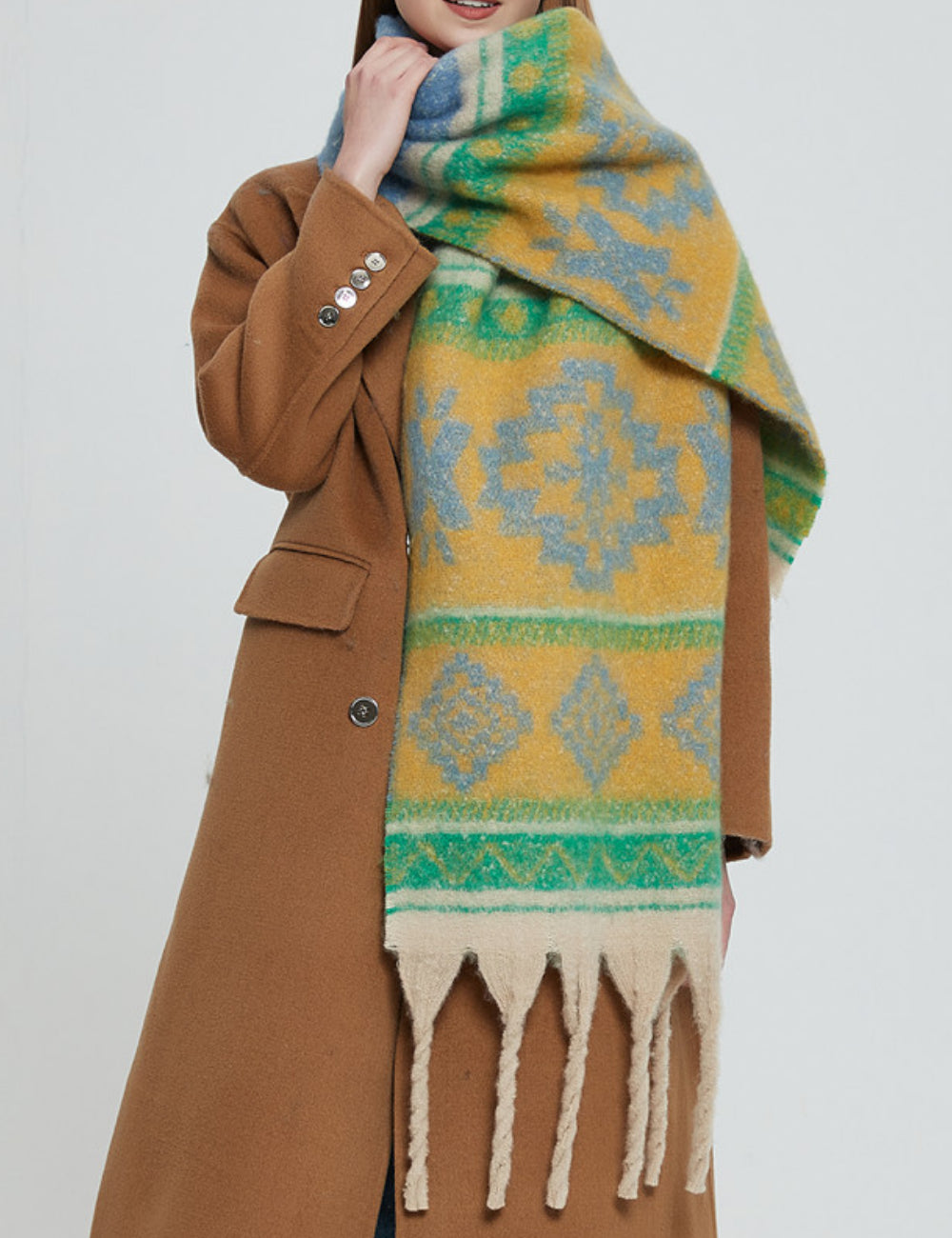 Contrast Color Tassel Mohair Scarves