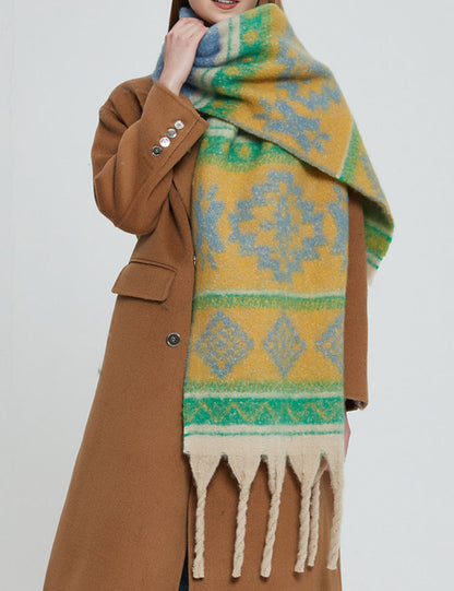 Contrast Color Tassel Mohair Scarves
