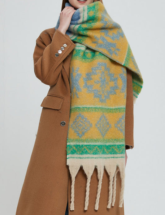 Contrast Color Tassel Mohair Scarves