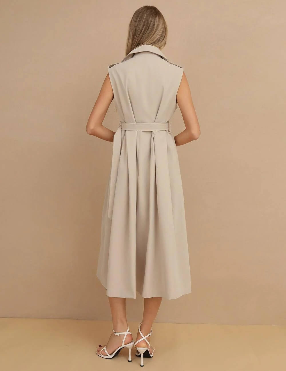 Sleeveless V-Neck Trench Coat