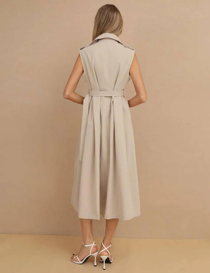 Sleeveless V-Neck Trench Coat