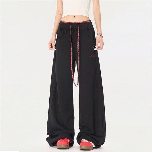 Wide Leg Slimming Sport Sweatpants Contrast Color