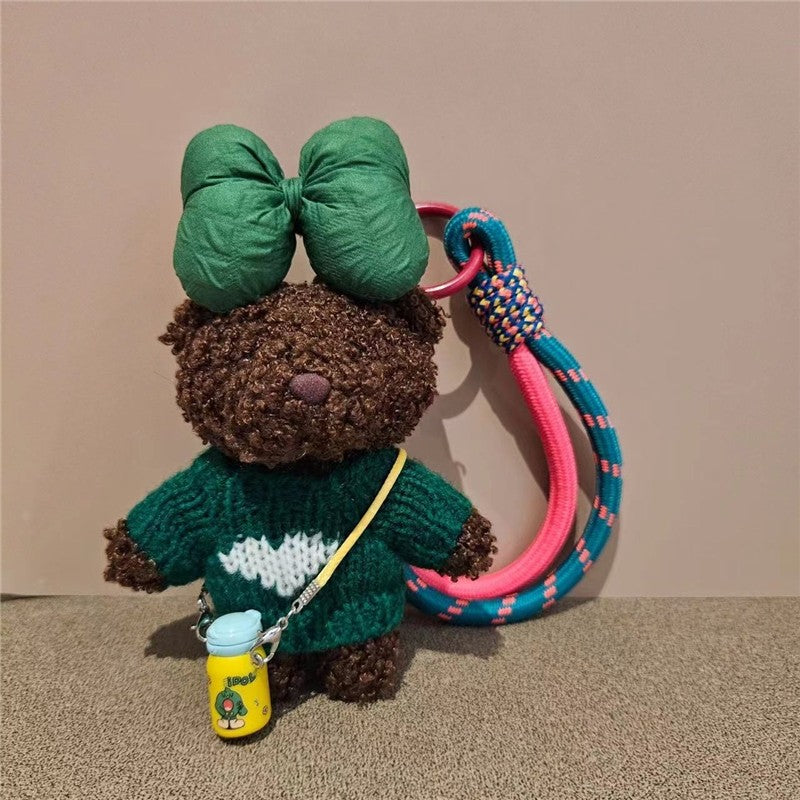 Cute Teddy Bear Keychain With Water Bottle Holder