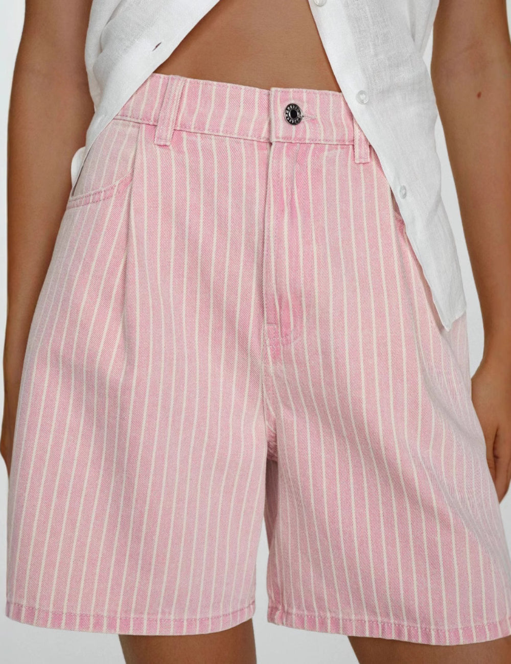 Striped High Waist Oversized Casual Shorts