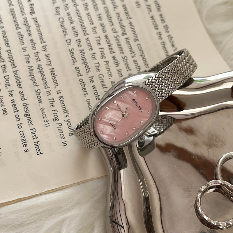 Retro Oval Dial Gold Stainless Steel Watch