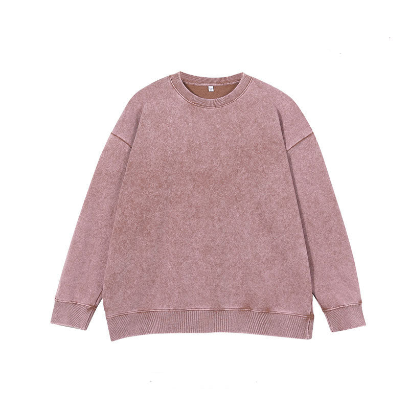 Washed Distressed Crew Neck Oversize Sweatshirt