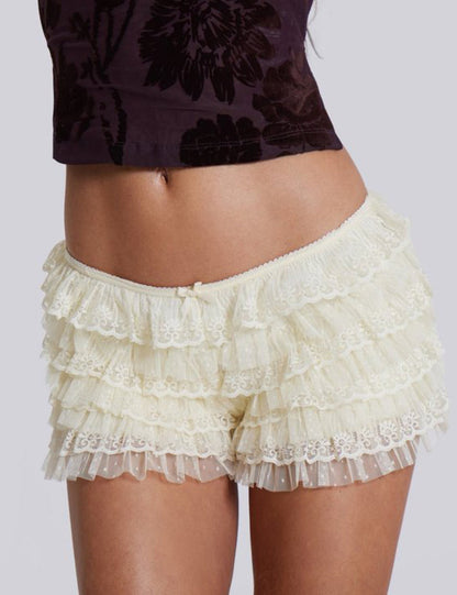 Sexy Lace Low Waist Ruffle Shorts