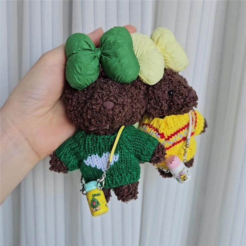 Cute Teddy Bear Keychain With Water Bottle Holder