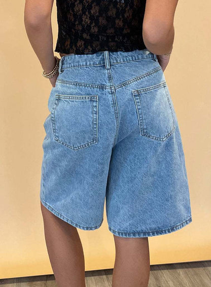 Low Waisted Casual Denim Bermuda Shorts