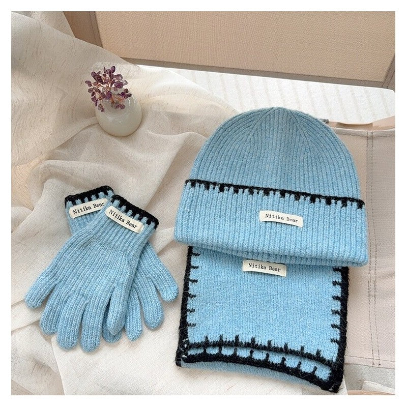 Kids Knitted Gloves Scarf Hat Set