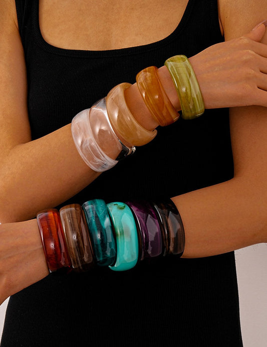 Vintage Tie-Dye Open Acrylic Bracelets