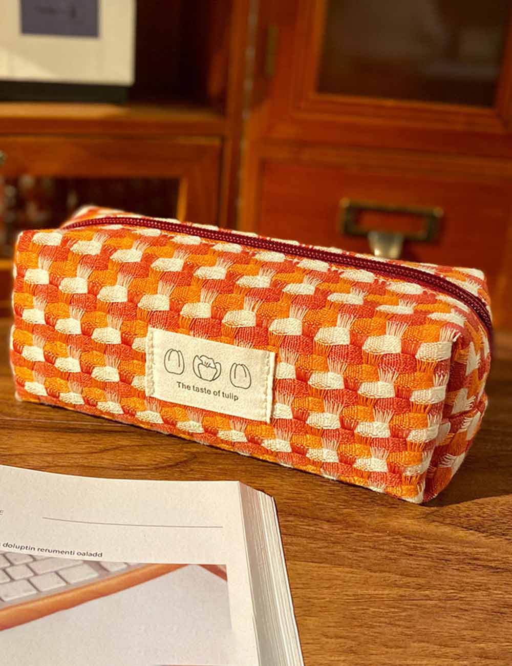 Simple Colorful Woven Pencil Case Pouch