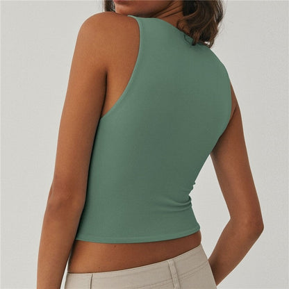Sleeveless Tight Fit Crew Neck Crop Top
