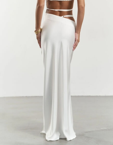 Solid Color Hip Wrap Soft Maxi Skirts