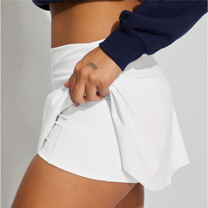 Safety Shorts Pleated A-Line Mini Skirt