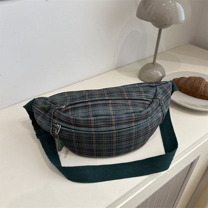 Fashion Jacquard Canvas Chest Bag With Pendant