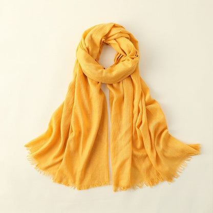 Solid Color Cotton And Linen Summer Thin Scarf