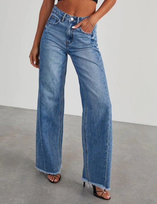 High Waist Denim Pant Wide Leg Jeans