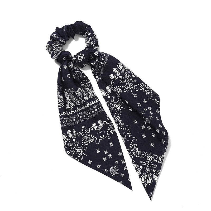 Satin Paisley Printed Hair Scarf Pony