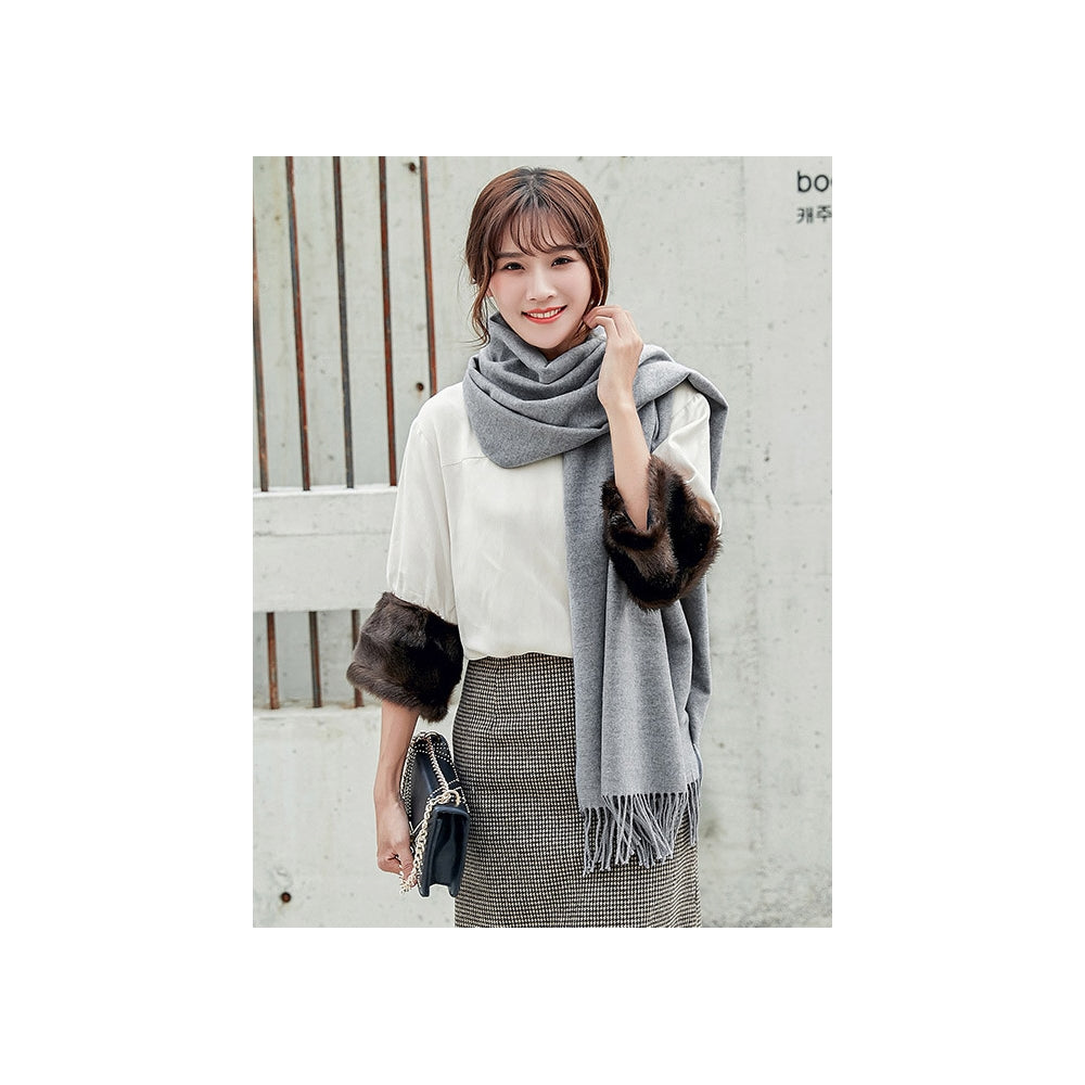 Both-side Warm Tasseled Super Long Scarf