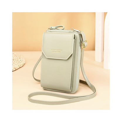 PU Leather Solid Color Multifunctional Small Crossbody Wallet Cell Phone Bag